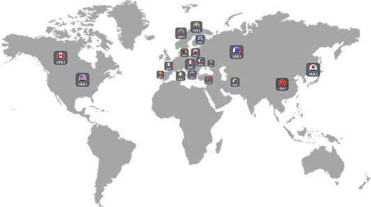 Mappa del mondo con i Paesi in cui è disponibile l'app iSKI.