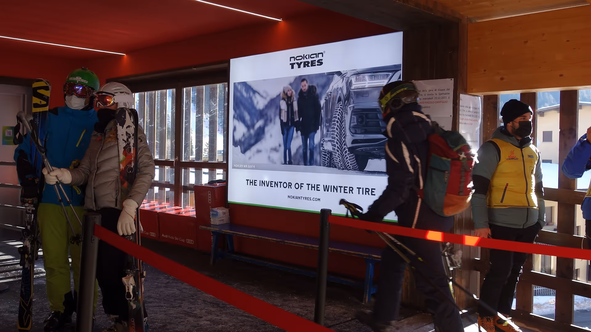 Lightbox at the entrance to the 5 Laghi gondola lift in Madonna di Campiglio