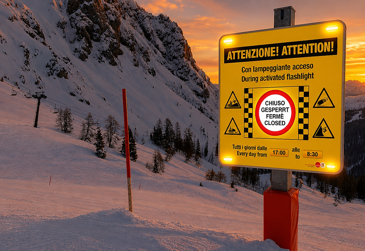 Segnaletica chiusura piste NEW con tramonto