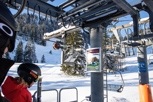 Lift tower advertising in Germany's ski resorts