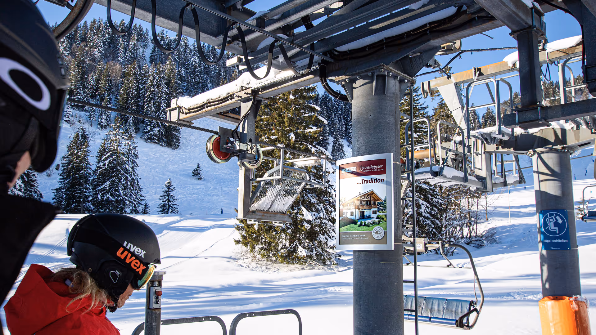 Lift tower advertising in Germany's ski resorts