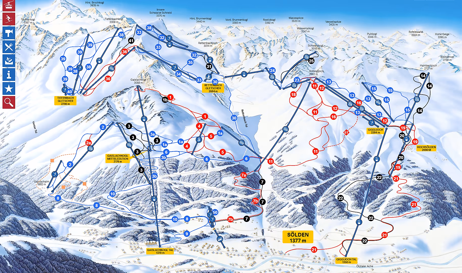 Mappa dell'area sciistica di Sölden