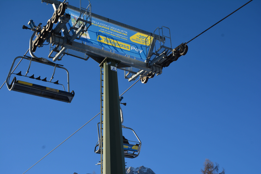 Decoration of chairlift pylon in Cortina (ISTA Ski Area)